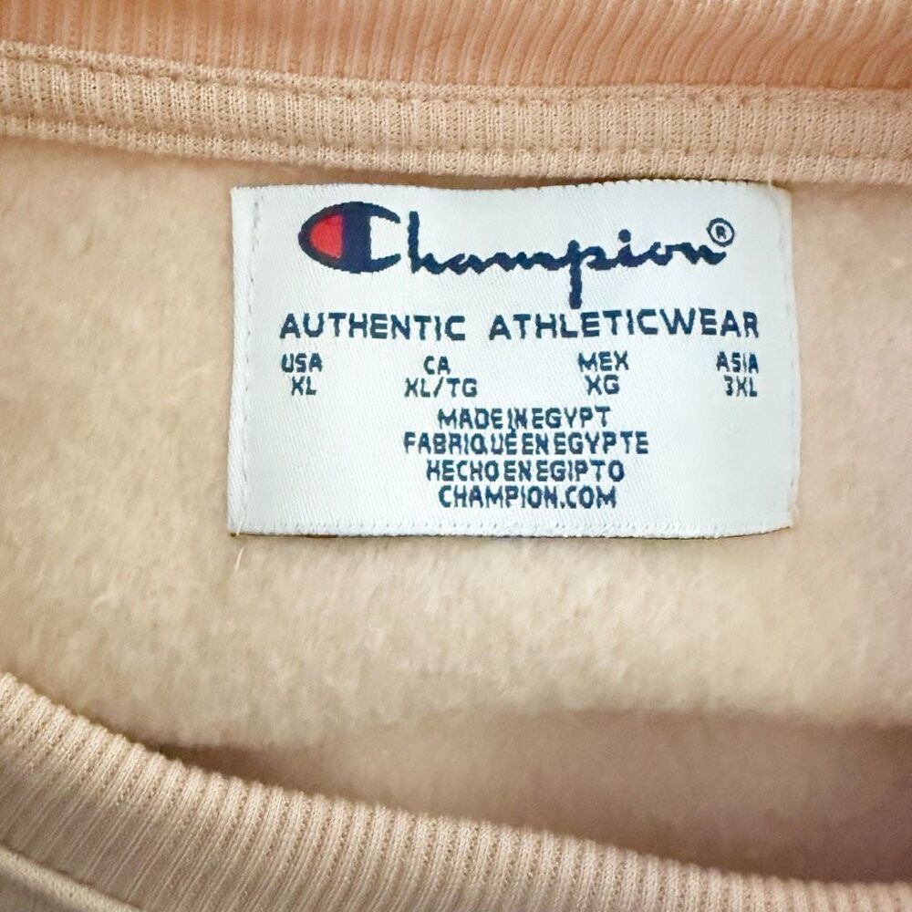 CHAMPION | NWT Crewneck Sweatshirt Crop Cropped "C" Logo Spiced Almond Pink | XL - Picture 9 of 11